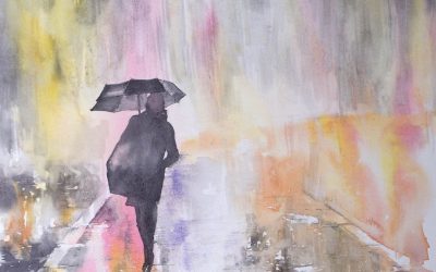 Dans son manteau de pluie